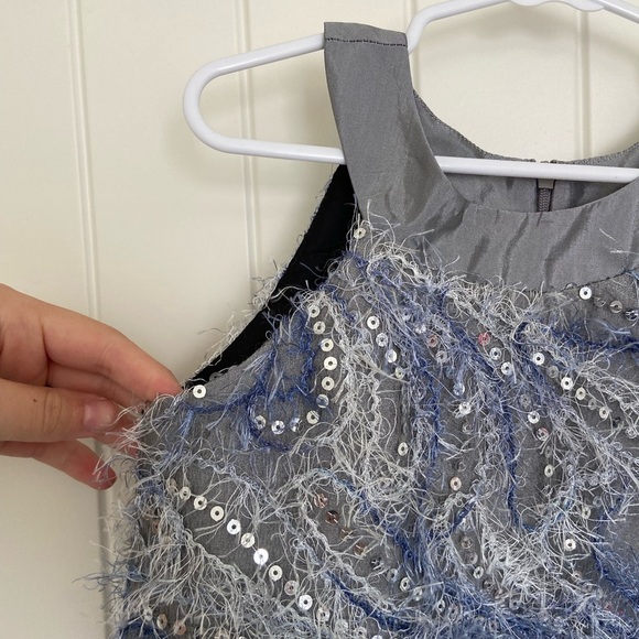EUC | Isobella & Chloe girls high neck fuzzy sequin dress — size 5 - Picture 2 of 7
